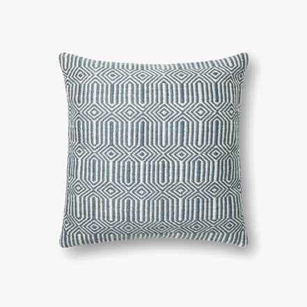 2 Blue & Ivory Striped Pillows